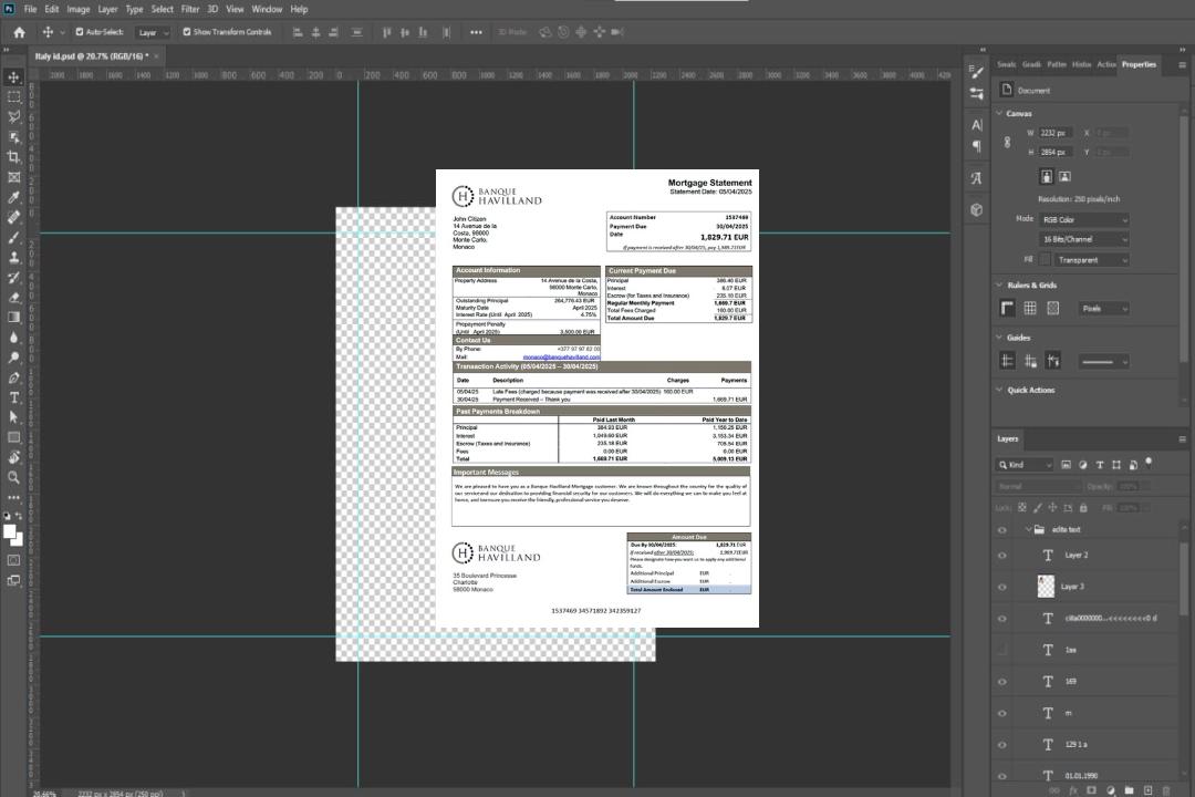 Modèle Word et PDF de relevé hypothécaire de la Banque Havilland de Monaco template Modèle Word et PDF de relevé hypothécaire de la Banque Havilland de Monaco template